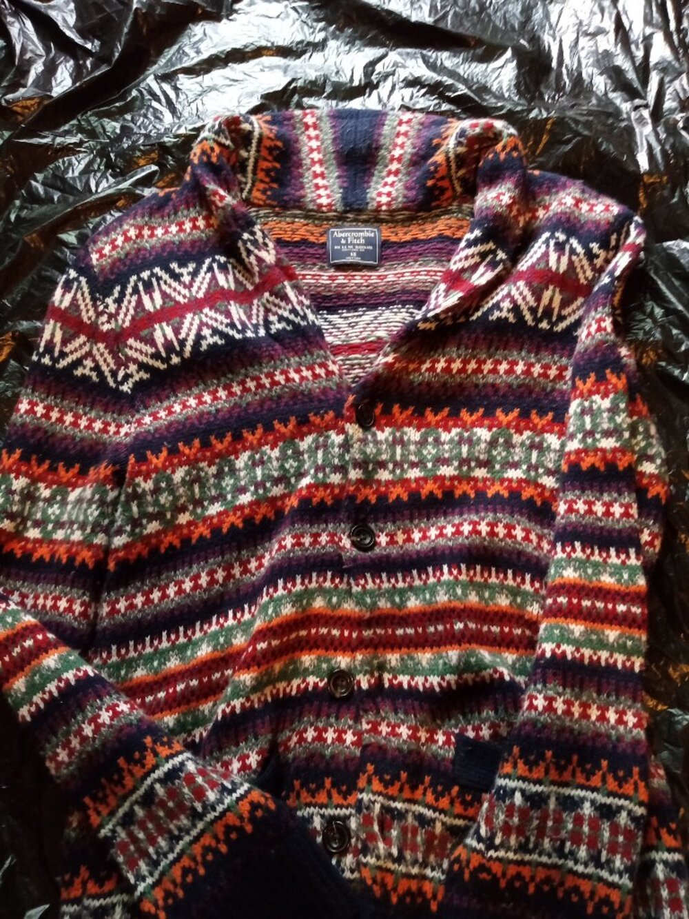 Abercrombie & Fitch Mens Tribal Print Button Up Cardigan XS